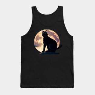 Cat and the moon Tank Top